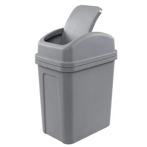 2 Gallon Small Swing Lid Trash Can, Swing-Top Garbage Can, Gray - Picture 1 of 7