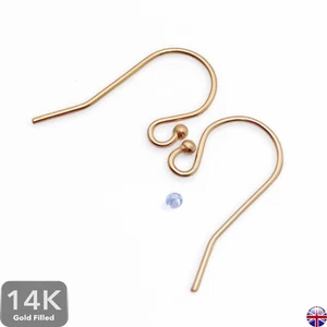 14K Gold Filled Earwires with Ball 20mm Earring Hooks Findings Jewellery Making - Picture 1 of 8