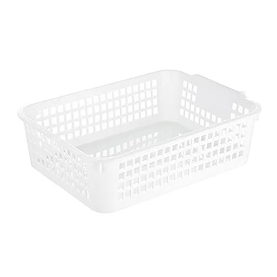 M Desktop Storage Basket Space Saving Handle Rectangular Stackable Hollow S SG - Image 1 of 4