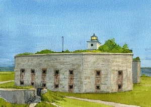 Clarks Point Faro Fort Taber Nuevo Bedford Massachusetts Impresiones Artísticas Enmarañadas - Imagen 1 de 2