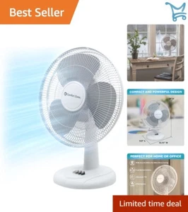 12 Inch Metal Oscillating Table Fan 3-Speed Quiet Portable for Bedroom Home - Picture 1 of 11