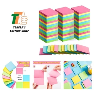 120 Pack Sticky Notes 3x3 Bulk Colorful Self Stick Note Pads Pink Yellow Gree... - Picture 1 of 7