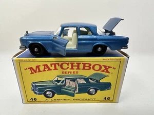 Matchbox Lesney Vintage Mercedes 300 SE Coupe #46 Blue Doors Open Original Box - Picture 1 of 24