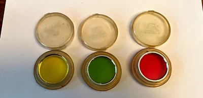 3 Vintage ARGUS  30 mm OPTICAL GLASS  COLORED FILTERS - Image 1 of 2