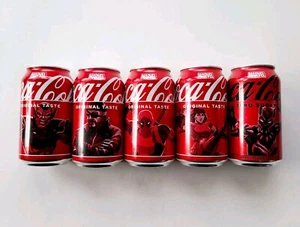 Marvel Limited Edition Coca-Cola Collectible Can 5 Pc Set New UNOPENED 2024 - Picture 1 of 7