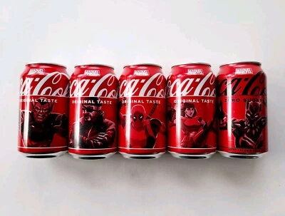 Marvel Limited Edition Coca-Cola Collectible Can 5 Pc Set New UNOPENED 2024 - Image 1 of 4