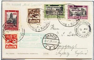 DANZIG State/Poland to GERMANY to ENGLAND 1932 ZEPPELIN, Luposta EXPO Flight PPC - Picture 1 of 4