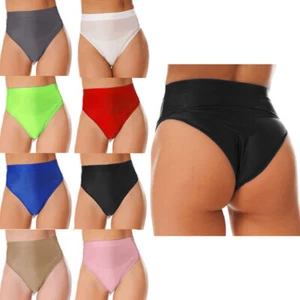 Woman Shiny Shorts Hot Pants High Waist Glossy High Cut Thong Rave Dance Bottoms - Picture 1 of 87