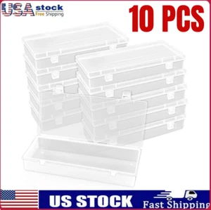 10 Pcak Rectangle Clear Boxes for Beads, Jewelry, Game Pieces, Pens and Crafts - Picture 1 of 7