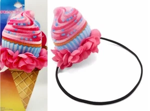 Pink Cupcake Girls Head Wrap Ice Cream Theme Colorful Party Favor Headband, NEW - Picture 1 of 8