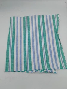 100% Irish Linen craft sample Blue Green White Stripe 150cm x 20cm approx AN3602 - Picture 1 of 7