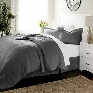 King Size Bedding Set 8-Piece Bed In A Bag Microfiber Comforter Sheets Bedskirt - Picture 1 of 5