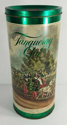 Vintage Tanqueray Gin 1830-1980 150th Anniversary cylinder tin container w/ lid - Image 1 of 4