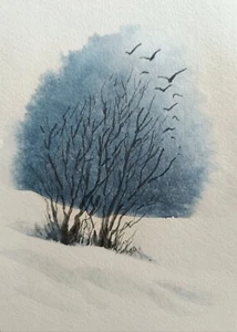 Original Artwork Modern Painting Landscape IN THE FOREST Watercolor Art Gift A6 - Picture 1 of 9