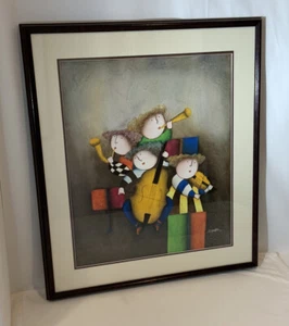 Original Signed J Roybal Whimsical Orchestra Oil Painting Framed 31 3/4 x 27 3/4 - Picture 1 of 19