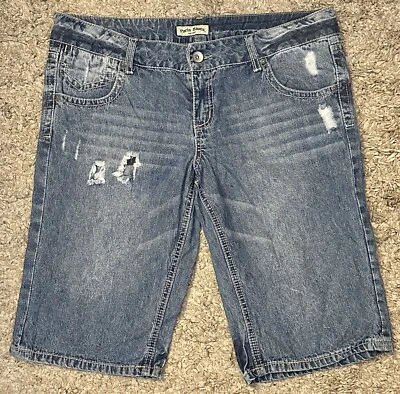 Pantalones Cortos Paris Blues Para Mujer 13 Azul 2 Bolsillos Poco Profundos Clásicos Denim Envejecido Foto 1 de 4