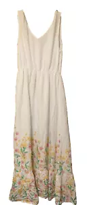 Draper James Womens Maxi Dress Sz 4 White With Flowers Sleeveless Hippy BOHO - Picture 1 of 7