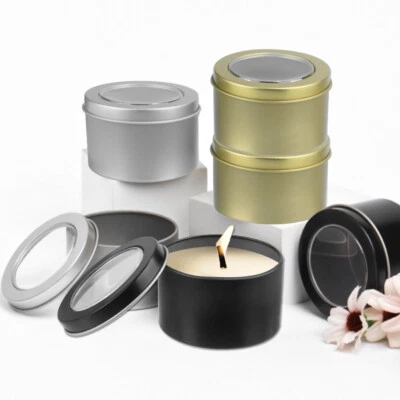 1/6/12Pcs Empty Candle Tins Container With Lids 3.5oz Jars Cans Kit DIY Salves - Image 1 of 4