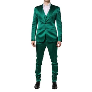 DOLCE & GABBANA Suit Green Silk 3 Piece Single Breasted Men IT50/US40/L 5180usd - Picture 1 of 14