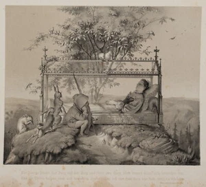A. HENDSCHEL (*1834), Schneewittchen im gläsernen Sarg,  1871, Lith. Historismus - Picture 1 of 5