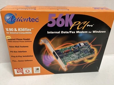Actiontec 56K PCI PRO INTERNAL DATA/FAX MODEM FOR WINDOWS MODEL PCI56019-01 - Image 1 of 2