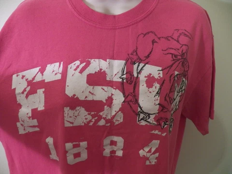 FERRIS STATE BULLDOGS T-Shirt MEDIUM Pink FSU 1884 (50/50 Blend) MICHIGAN Cover