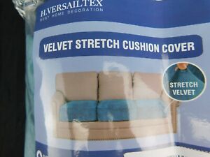 H.VERSAILTEX Velvet Stretch Couch Cushion Cover - Peacock Blue
