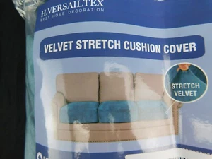 H.VERSAILTEX Confezione da 2 Copricuscini per Divano in Velluto Blu Pavone - Foto 1 di 5