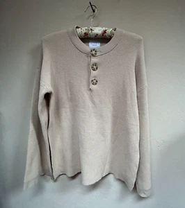 All Fenix Women's Pullover Sweater Top Small Long Sleeve Ribbed Knit Beige New - Picture 1 of 8
