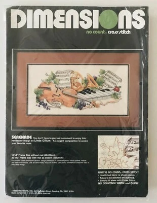 DIMENSIONS SERENADE Cross Stitch No-Count Kit #3929 NOS 1989 - Image 1 of 4