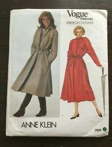 Vogue 2906 Vtg 80s Anne Klein Lined Coat Blouson Bodice Drawstring Size 14 Uncut - Picture 1 of 7