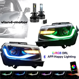 VLAND LED RGB Colour Headlights+LED Bulbs For 2014 2015 Camaro LS LT SS ZL1 Z/28 - Picture 1 of 13
