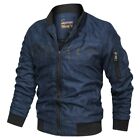 Men Winter Leather Jacket Bomber Windbreaker PU Overcoat Streetwear Leather Coat