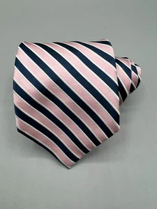 Jos A Bank Pink Blue Striped Repp Silk Tie 60" X 3.75" Office Academia Prep - Picture 1 of 13