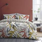Fern Tropical Leaf  Duvet Cover Reversible Quilt Bedding Bed Set Double Navy