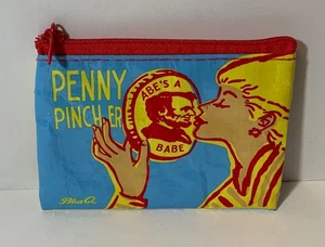 HTF Blue Q Coin Purse “Penny Pincher” Plastic Zipper Abe’s A Babe Kissing Coin - Picture 1 of 3