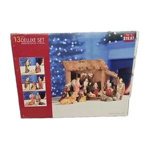 Belén de Colección Años 90 Estatuillas Cerámicas y Creche de Madera, Juego de 13 - Imagen 1 de 24