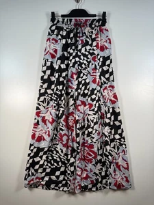 Free People Movement Damen Bauchmuskeltracker Schlitz Saum Blumen Boho weites Bein Hose Gr. S - Bild 1 von 13