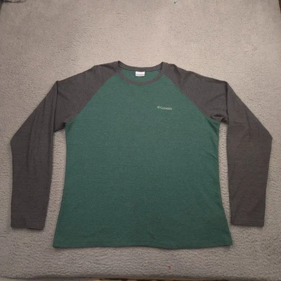 Camiseta masculina Columbia Ketring Raglan XL verde cinza manga longa desempenho - Imagem 1 de 4