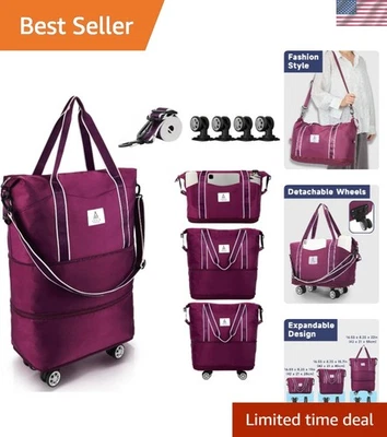 55L Expandable Rolling Duffel Bag with Adjustable Strap & Detachable Wheels - Image 1 of 4