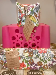 Coach Small Floral Toiletry Zippered Pouch Makeup Organizer Bag Set of 2 New - Picture 1 of 3