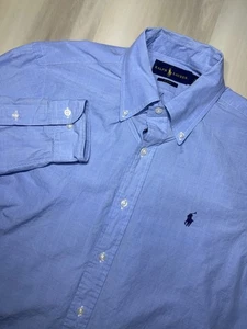 Camisa Polo Ralph Lauren Para Hombres 15.5-32/33 Azul Calce Ajustado Botones Polo Poni - Imagen 1 de 11