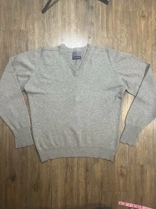 Vintage 60/70’s Pendleton 100% CASHMERE Gray V-Neck Sweater Pullover Mens XL USA - Picture 1 of 13