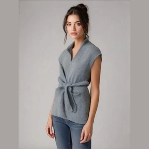 Merona Womens Sweater Size S Carcoat Car Coat Gray Vintage Look Slubby Knit NEW - Picture 1 of 6
