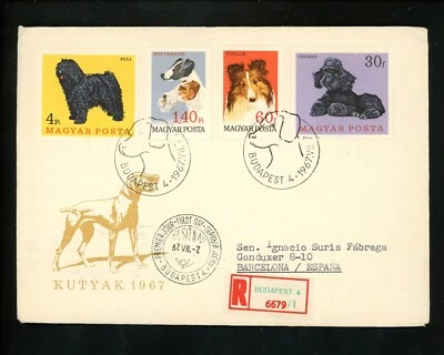 Postal History Hungary FDC #1835//1841 Dog puppy animals 1967 - Image 1 of 2