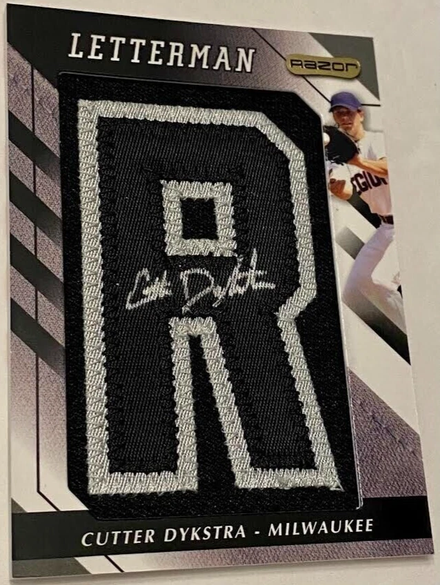 2008 Razor Letterman CUTTER DYKSTRA Rare Black Letter Patch "R" #ed 1/5 Auto - Image 1 of 1
