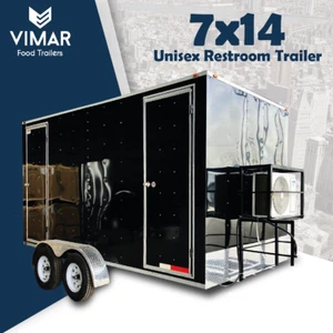 7x14 New Unisex Restroom Trailer, 2 Stall, Custom Trailer, Mobile Bathroom - Picture 1 of 16