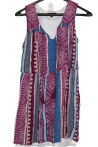 As U Wish Boho Tassel Dress Size M Purple and Blue - Picture 1 of 3