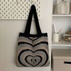 Heart Pattern Handbags Hollow Woven Shopper Bag Retro Shoulder Bags  Women