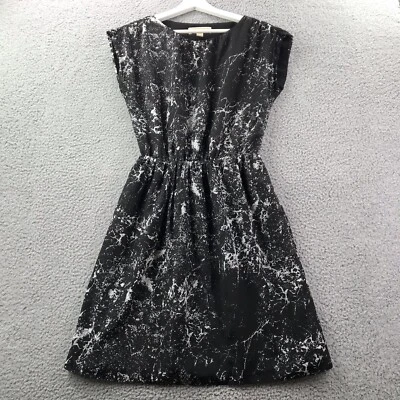 MICHAEL Michael Kors Women's SMALL Black w/ White Marble Splatter Print Dress - Image 1 of 4